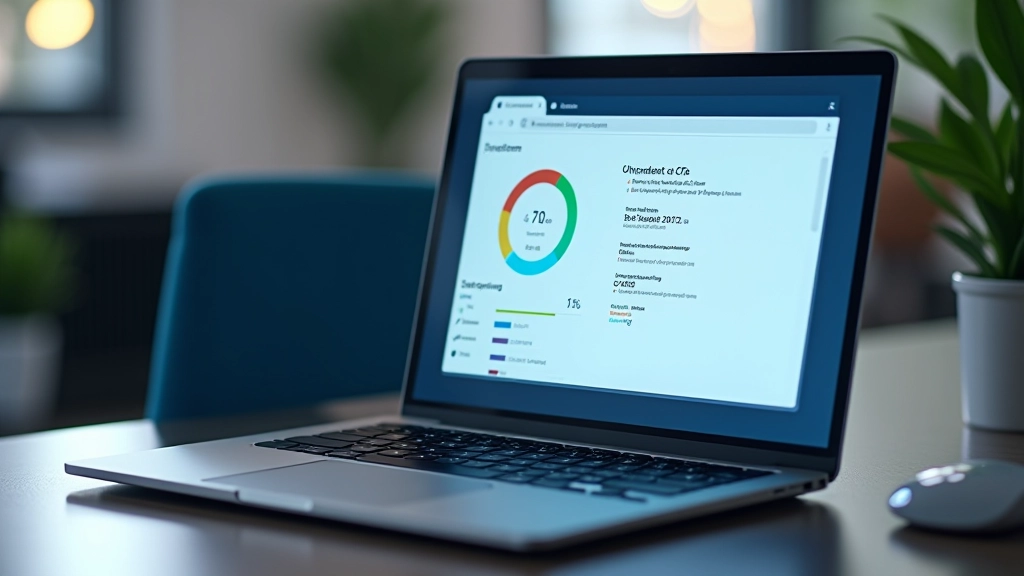 Laptop-Bildschirm zeigt Systemeinstellungen mit Speicherauslastungsdiagramm, Tastatur und Maus sichtbar
